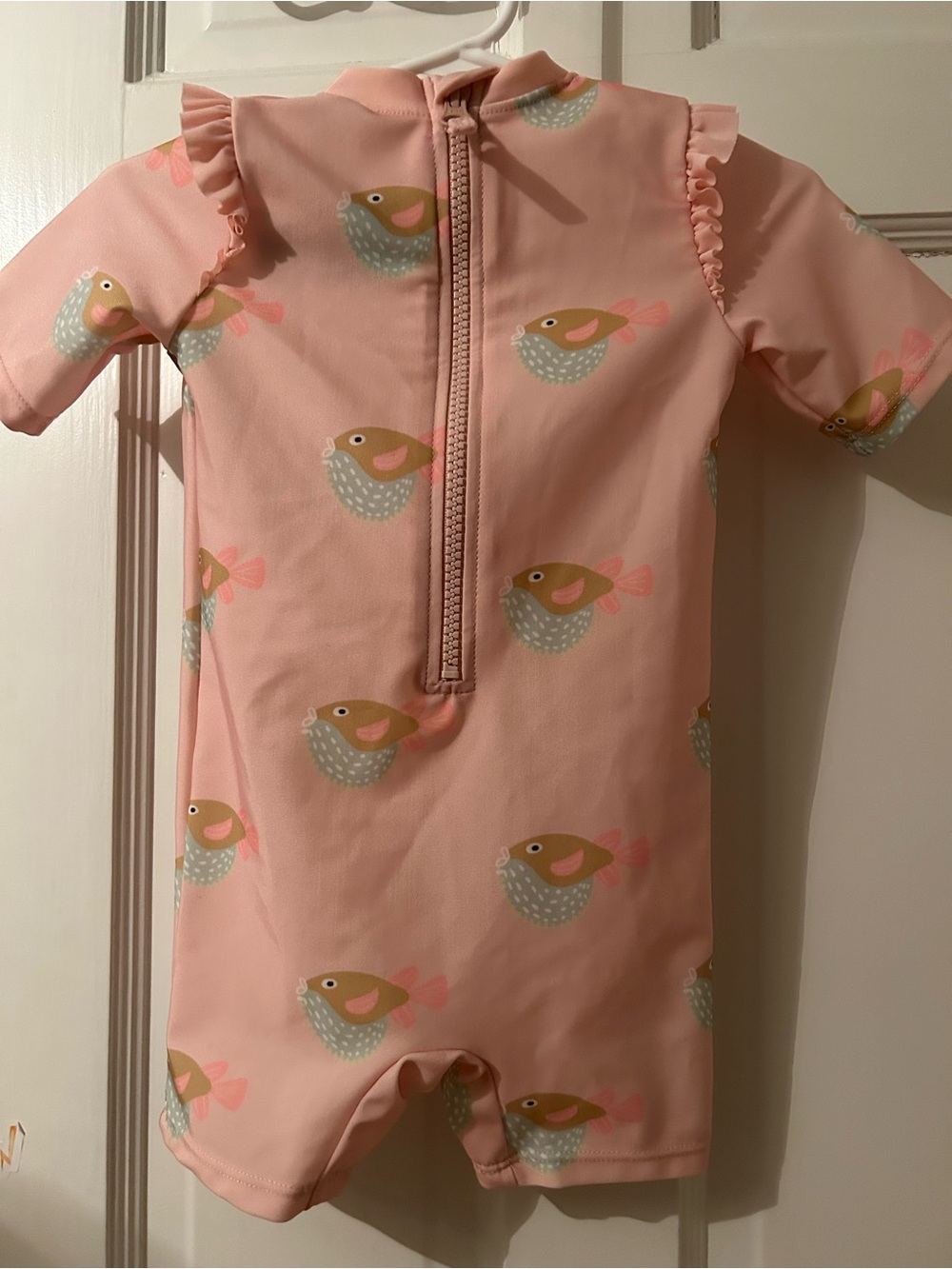 H&M Pink Girls Rashguard Swimsuit with Fish Print